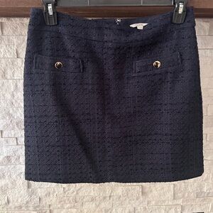 LOFT Navy Tweed Mini Skirt - Size 8